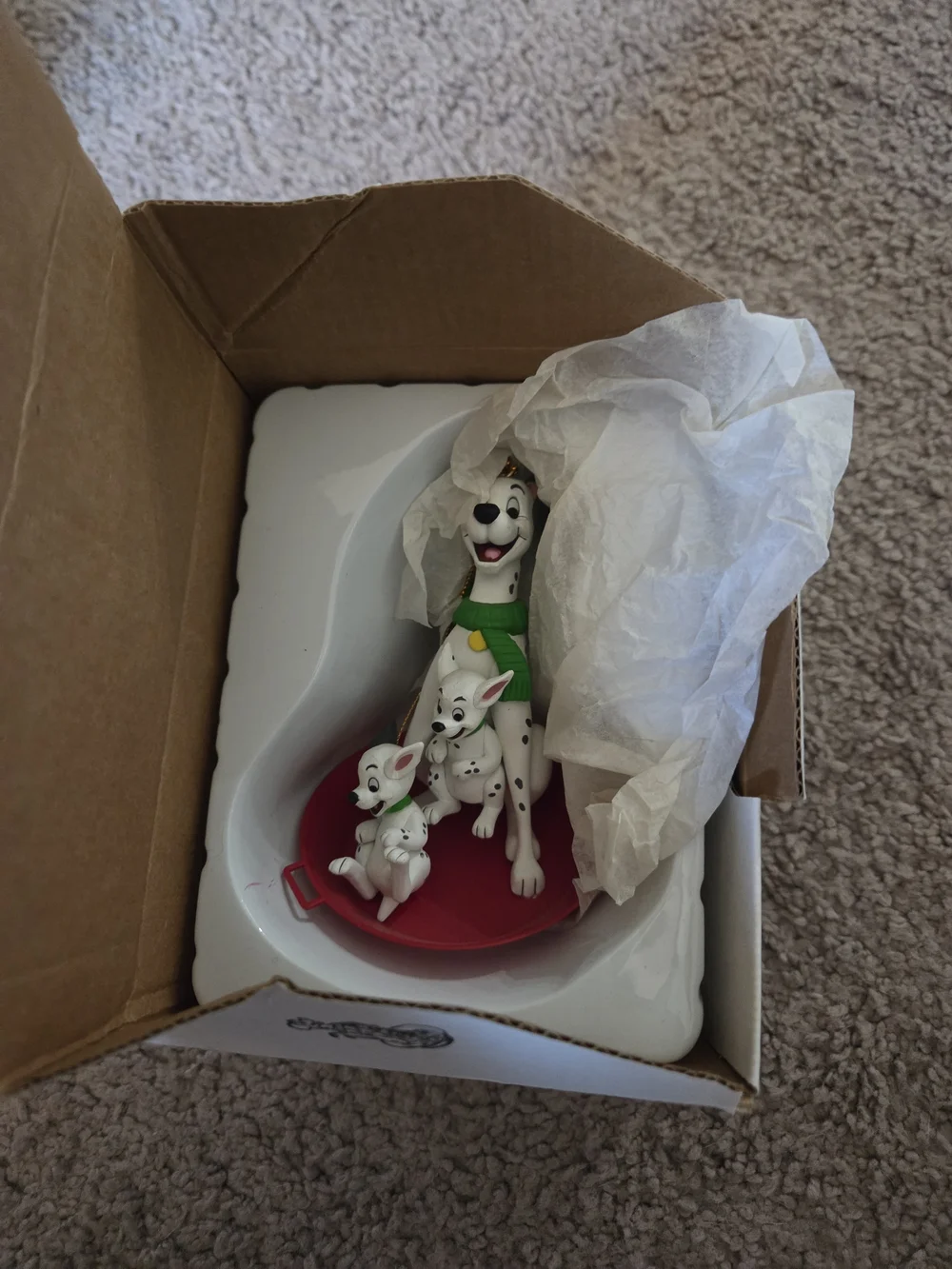 DISNEY Grolier 101 Dalmatians Christmas Ornament w/ Box #26231 105 Dogs Vintage